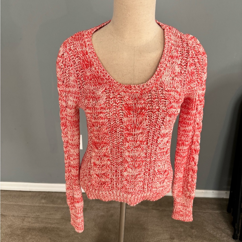 Free People Orange and White Sweater